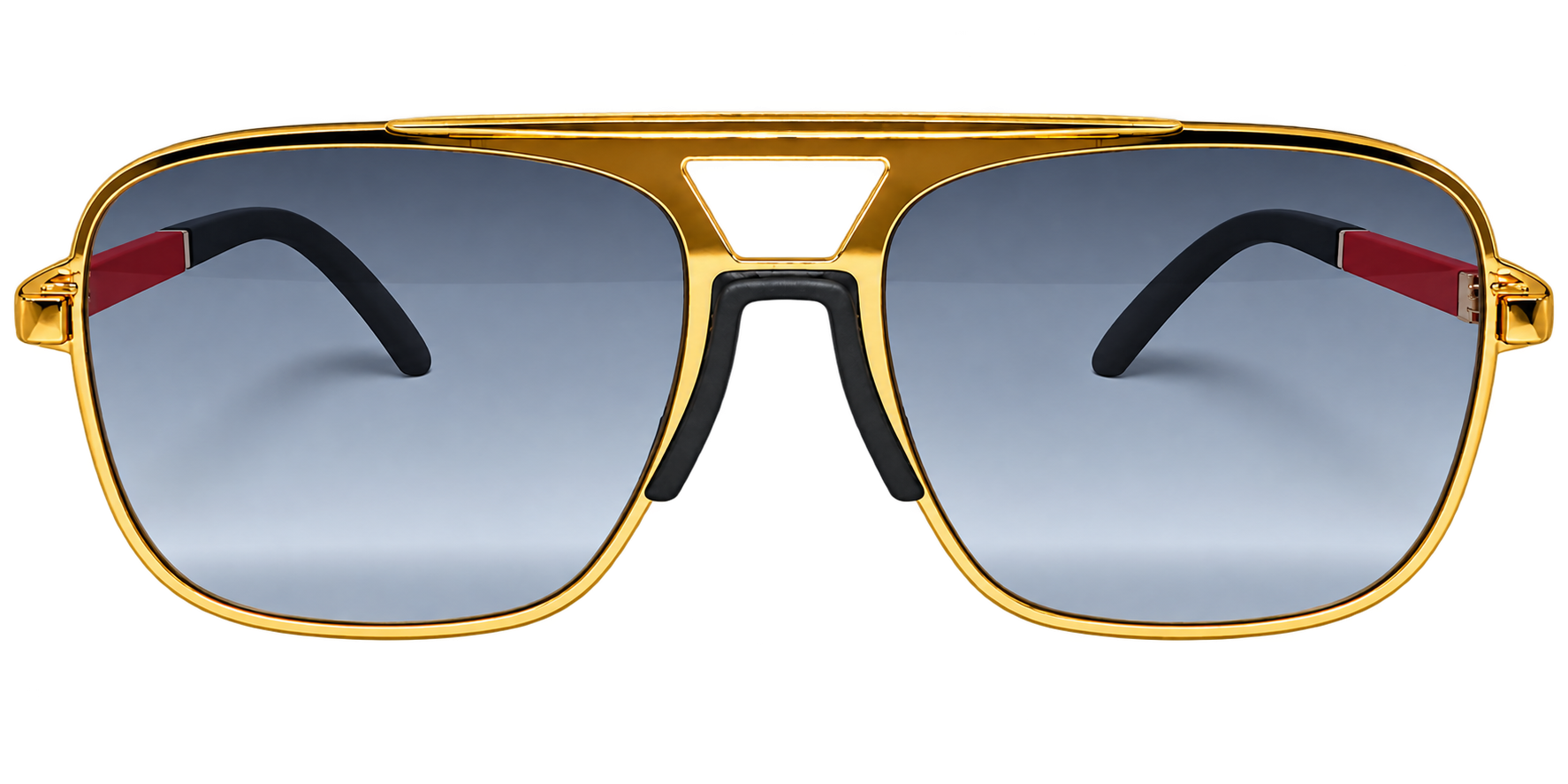 Gold Metal Rectangle Sunglasses with Grey Gradient Lenses eyewear