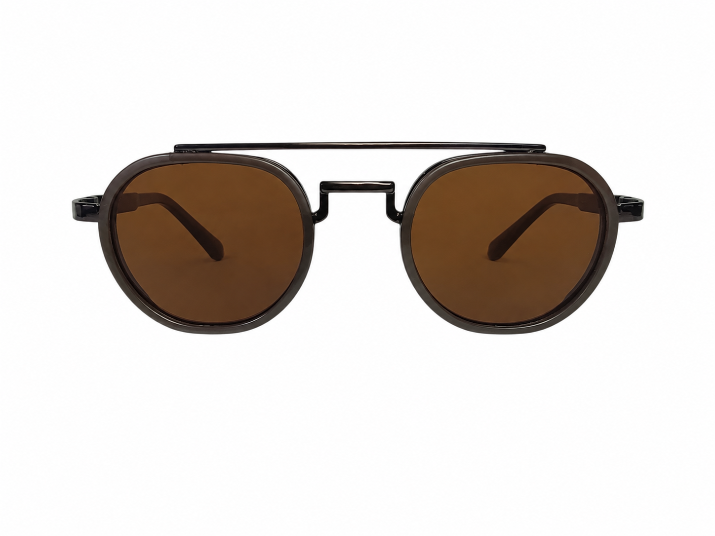 Brown Oval Sunglasses with Double Bridge eyewear