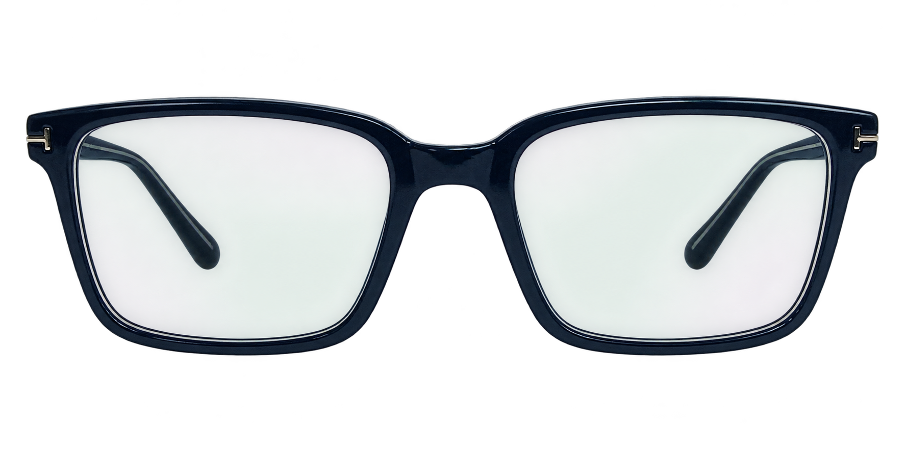 Navy Blue Rectangular Eyeglasses with Gold Accents eyewear