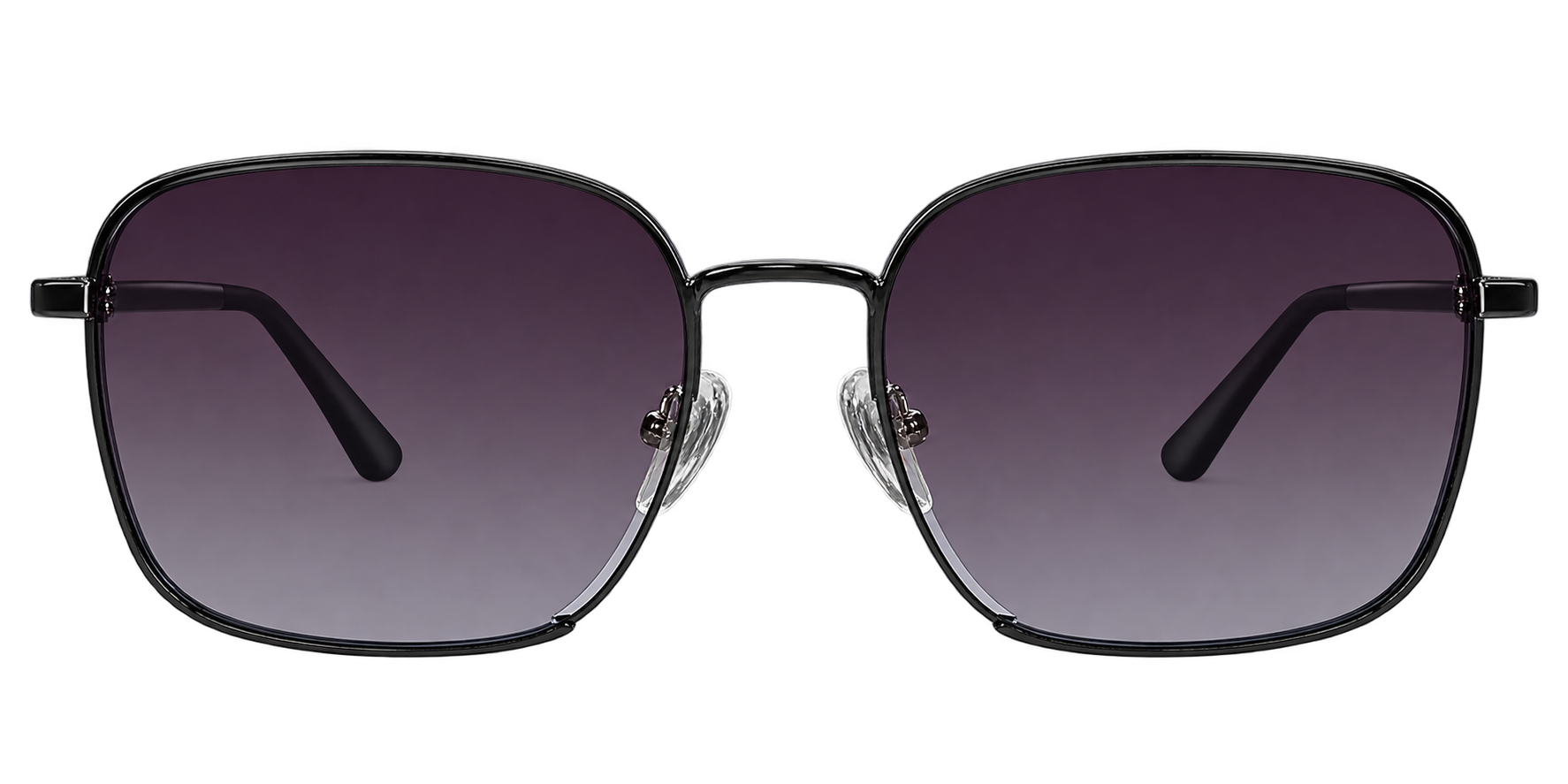 Black Rectangular Sunglasses with Purple Gradient Lens eyewear