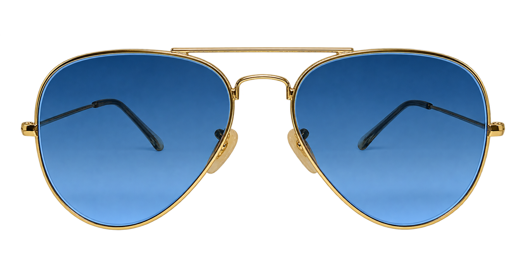 Gold Aviator Sunglasses with Blue Gradient Glass Lenses eyewear