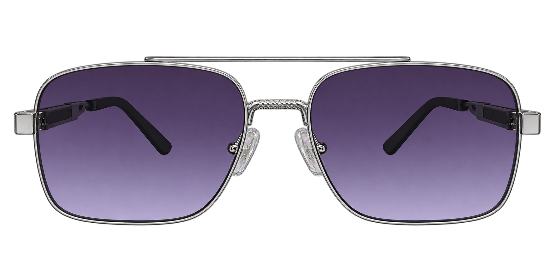 Silver Square Sunglasses with Purple Gradient Lenses eyewear