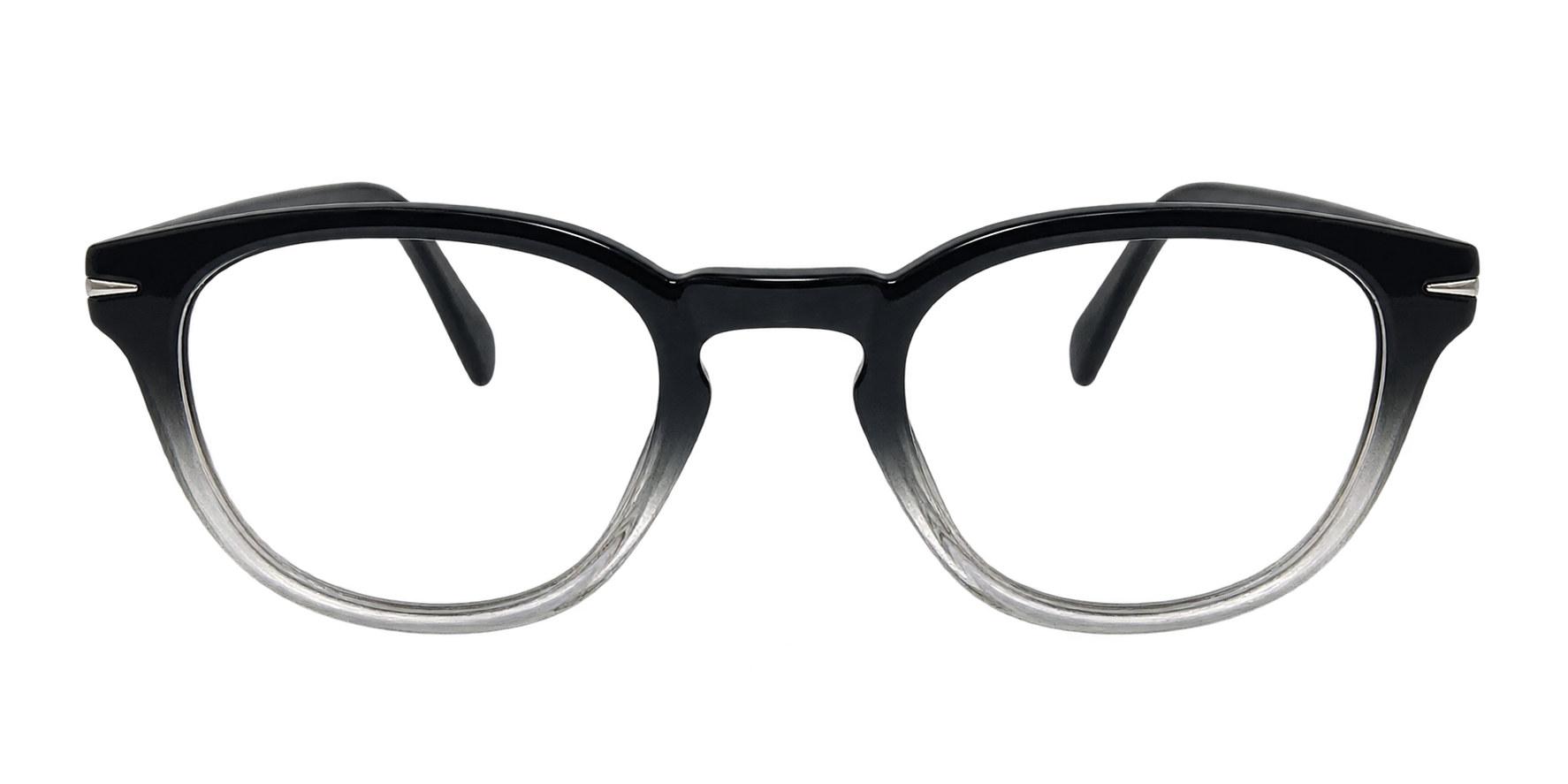 Black Browline Eyeglasses with Clear Gradient Frame eyewear