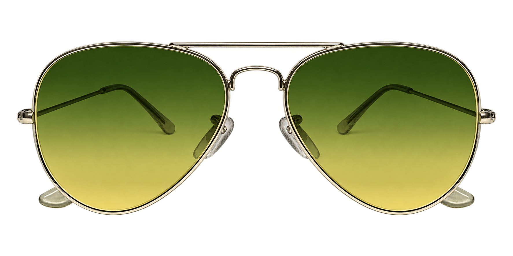 Gold Aviator Sunglasses with Green Gradient Lenses eyewear