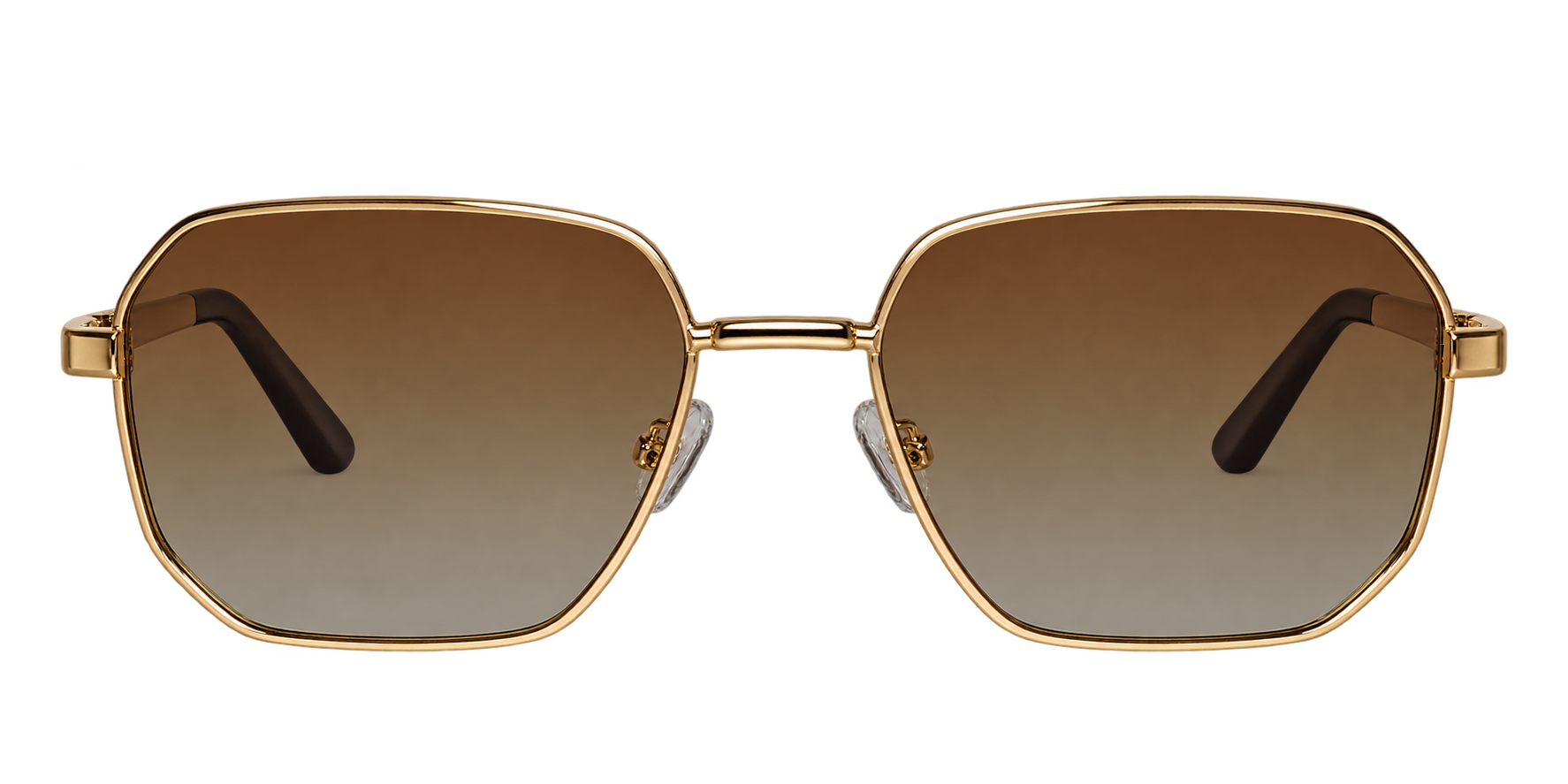 Gold Geometric Sunglasses with Brown Gradient Lenses eyewear