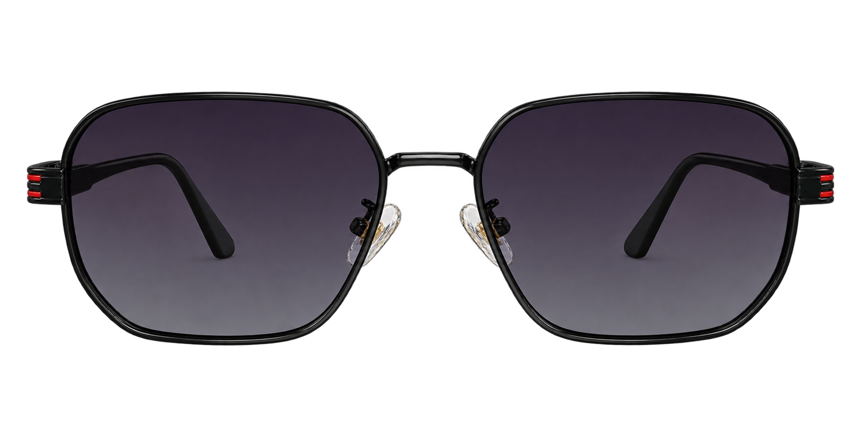 Black Oversized Geometric Rectangular Purple Gradient Sunglasses eyewear