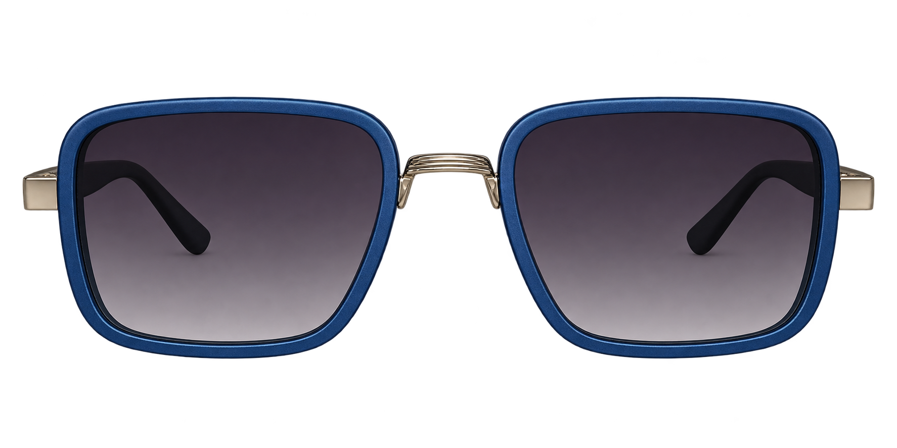 Silver Blue Square Sunglasses with Purple Gradient Lenses eyewear