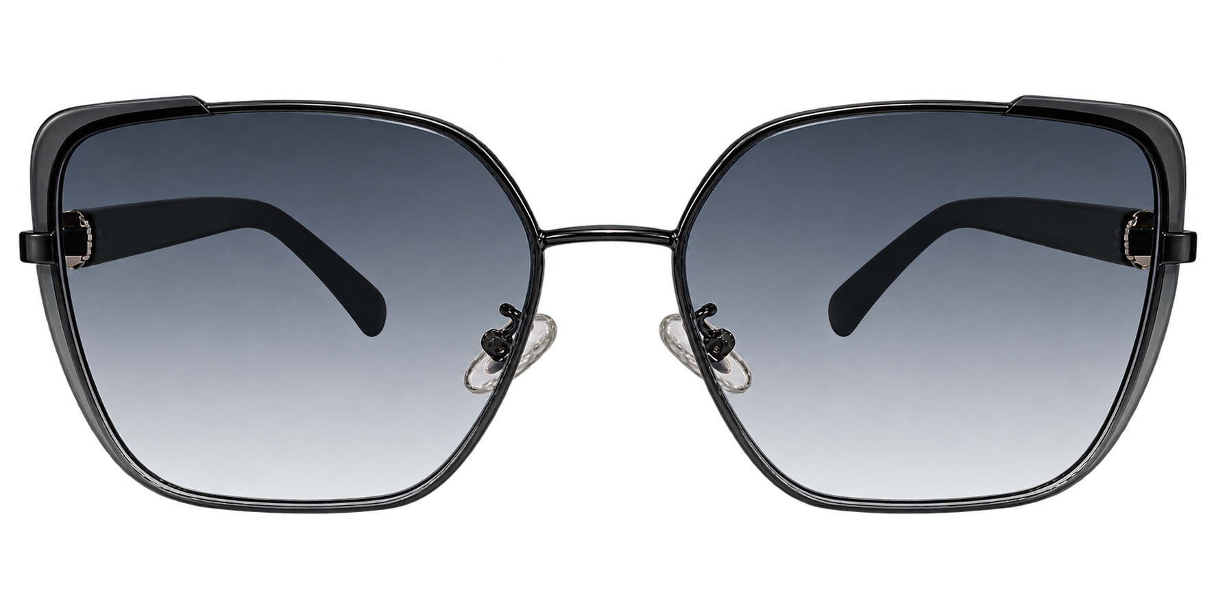 Black Rectangular Sunglasses with Grey Gradient Lens eyewear