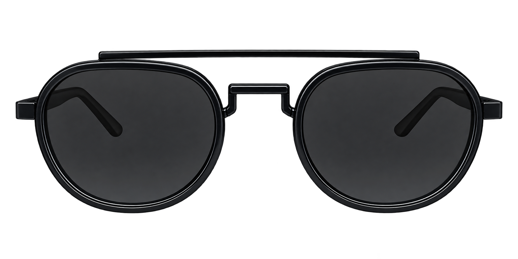 Black Geometric  Oval Sunglasses with Smoky Grey Lenses eyewear