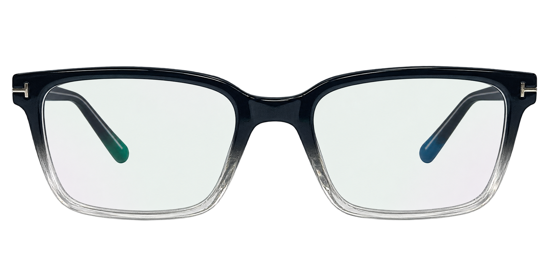 Black Browline Rectangular Eyeglasses with Clear Rim eyewear